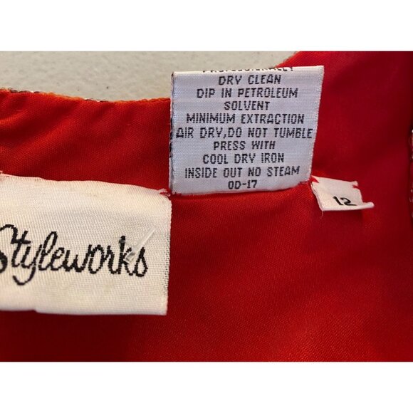 Styleworks Sequin Dress Size 12 Red & Orange Silk Cocktail Party - Picture 4 of 10